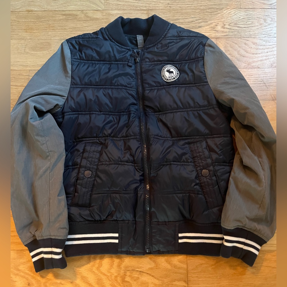 Abercrombie Kids navy and grey puffer jacket